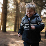 Kids Whale Bay NZ Wool Jacket - Charcoal