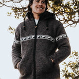 Men's Raglan Wave NZ Wool Jacket - Dark Natural Brown