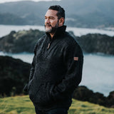Mens Station Half Zip NZ Wool Jersey - Charcoal