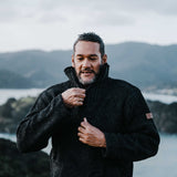 Mens Station Half Zip NZ Wool Jersey - Charcoal
