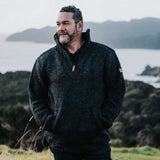 Mens Station Half Zip NZ Wool Jersey - Charcoal