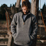 Mens Station Half Zip NZ Wool Jersey - Stone Grey