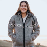 Women's Raglan Wave NZ Wool Jacket - Stone Grey