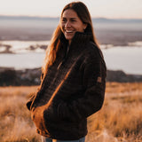 Womens Station Half Zip NZ Wool Jersey - Brown Mix