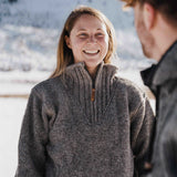 Womens Station Half Zip NZ Wool Jersey - Natural Brown