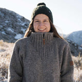 Womens Station Half Zip NZ Wool Jersey - Natural Brown