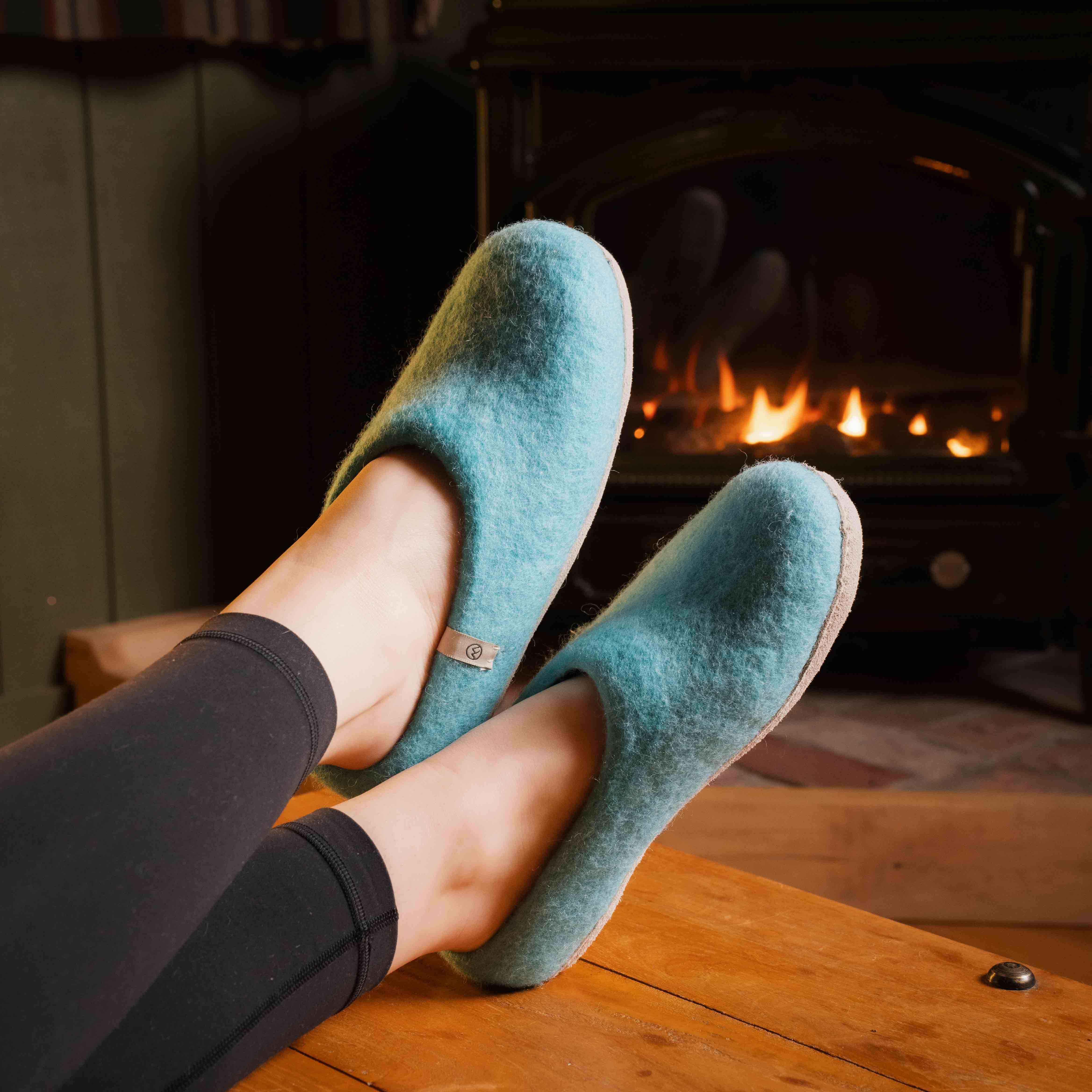 NZ Wool Slippers - Aqua