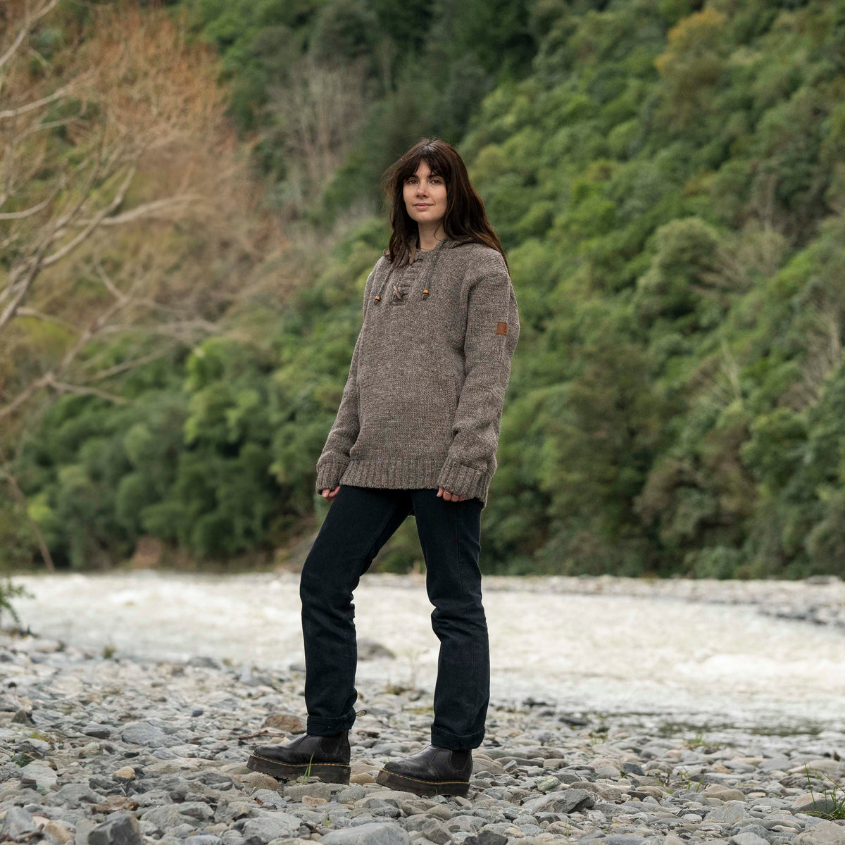 Women&#39;s Coastal NZ Wool Jersey - Natural Brown