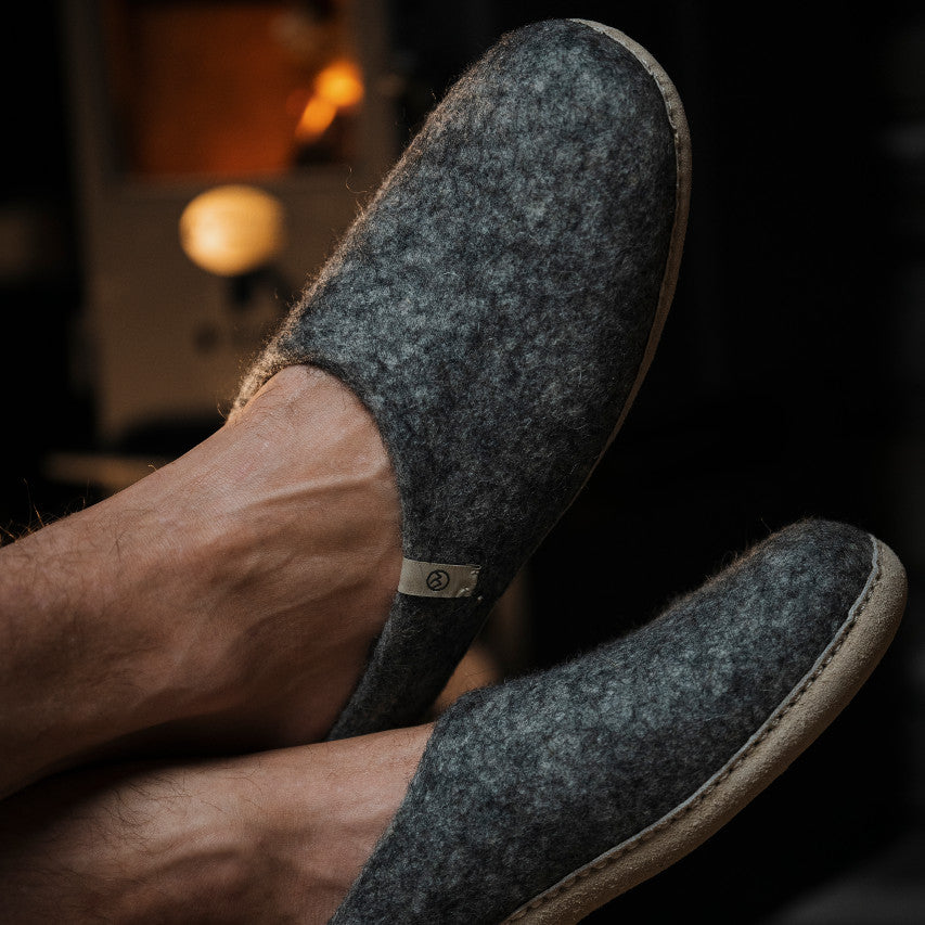 Adult Wool Slippers - Charcoal