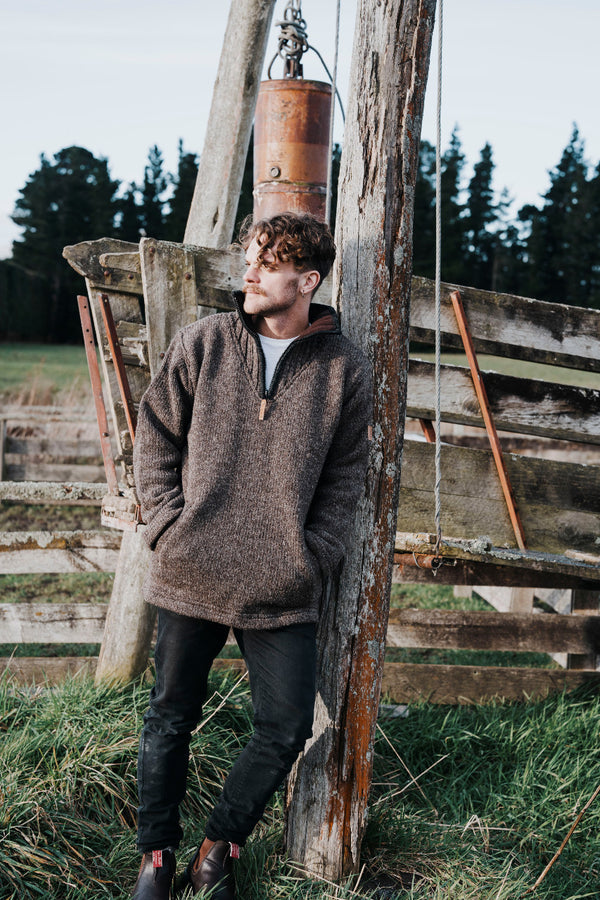 Mens Half Zip Jumper | Mens Heavy & Thick Wool Jumpers - Mount Kiwi