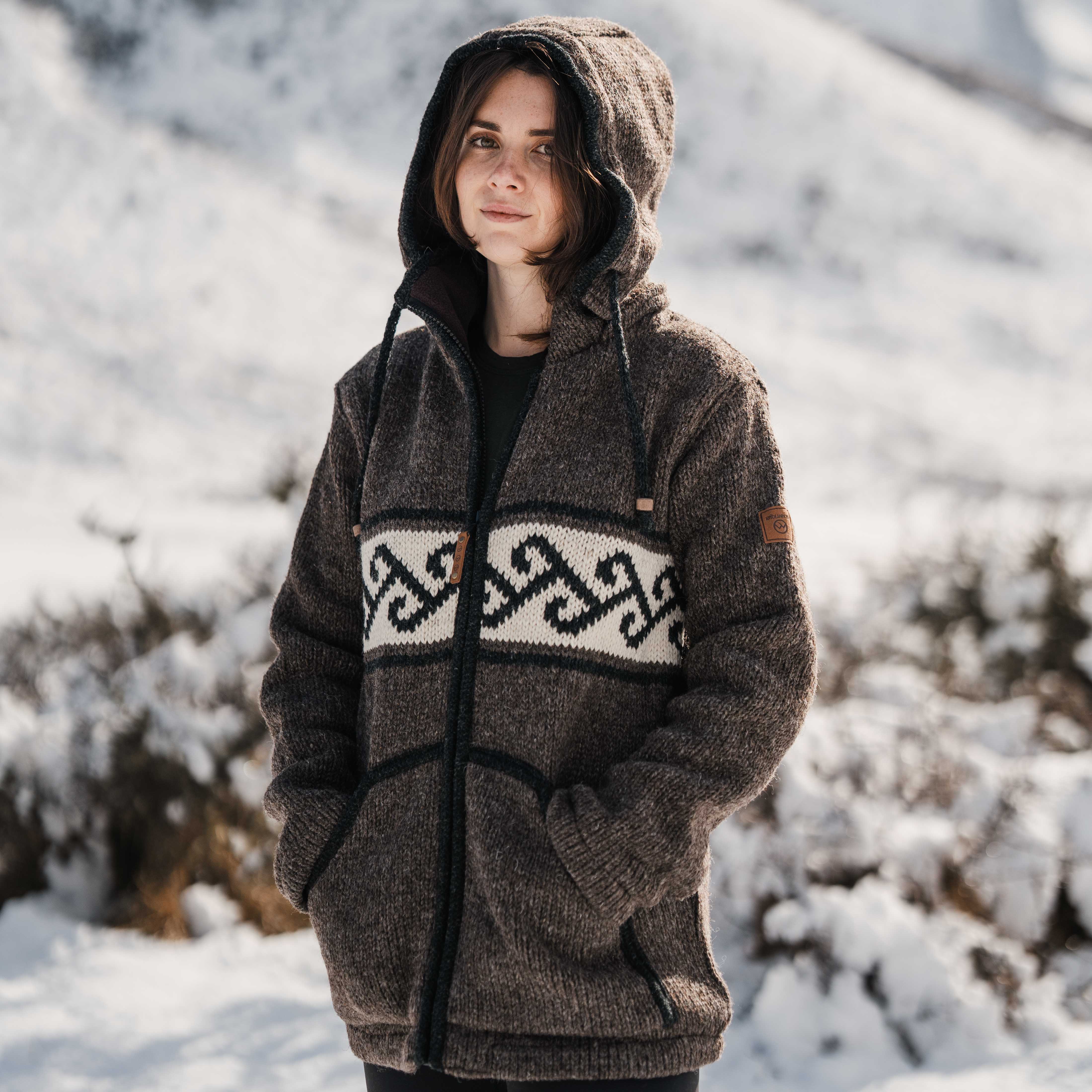 Women's Koru NZ Wool Jacket - Dark Natural Brown