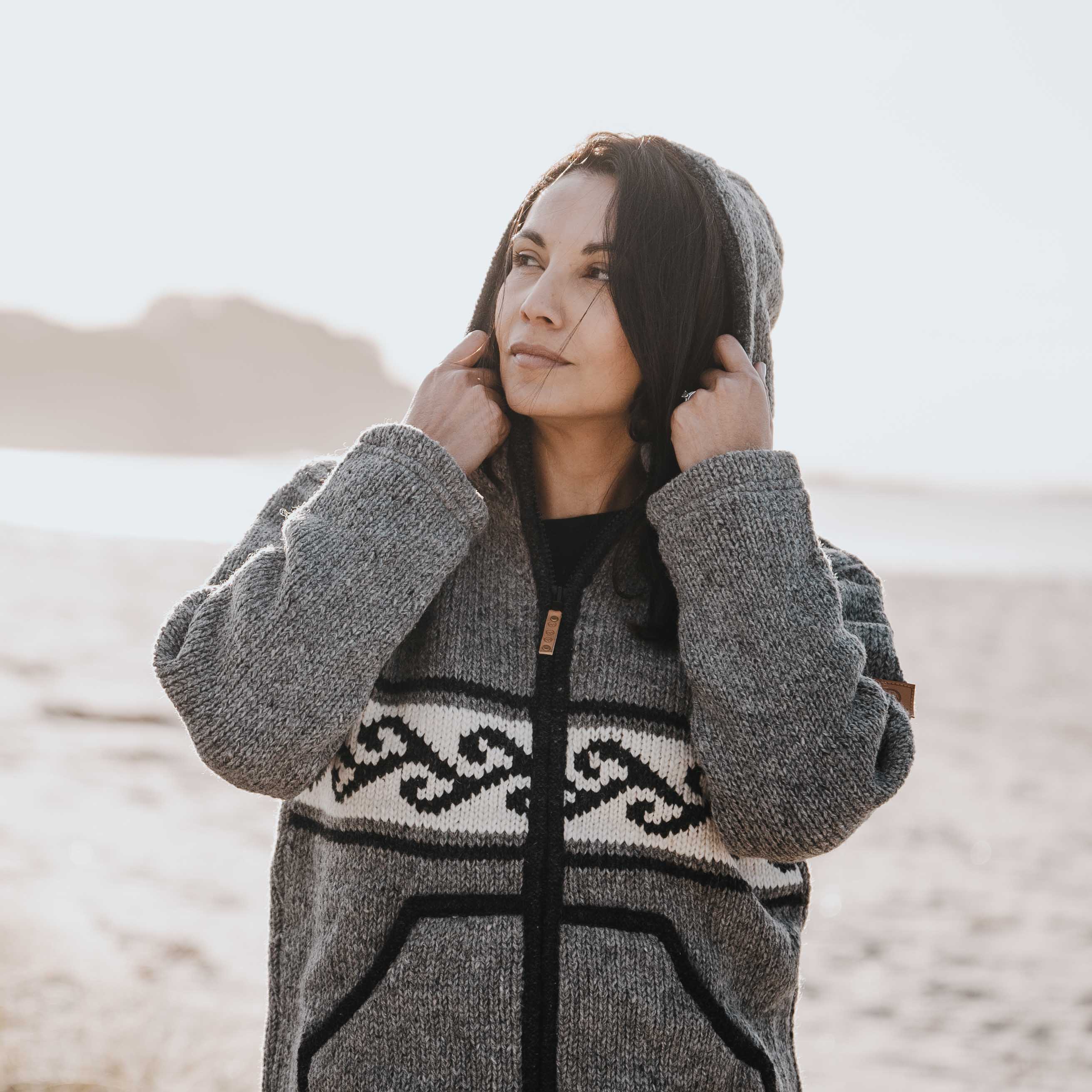 Womens Koru NZ Wool Jacket - Stone Grey
