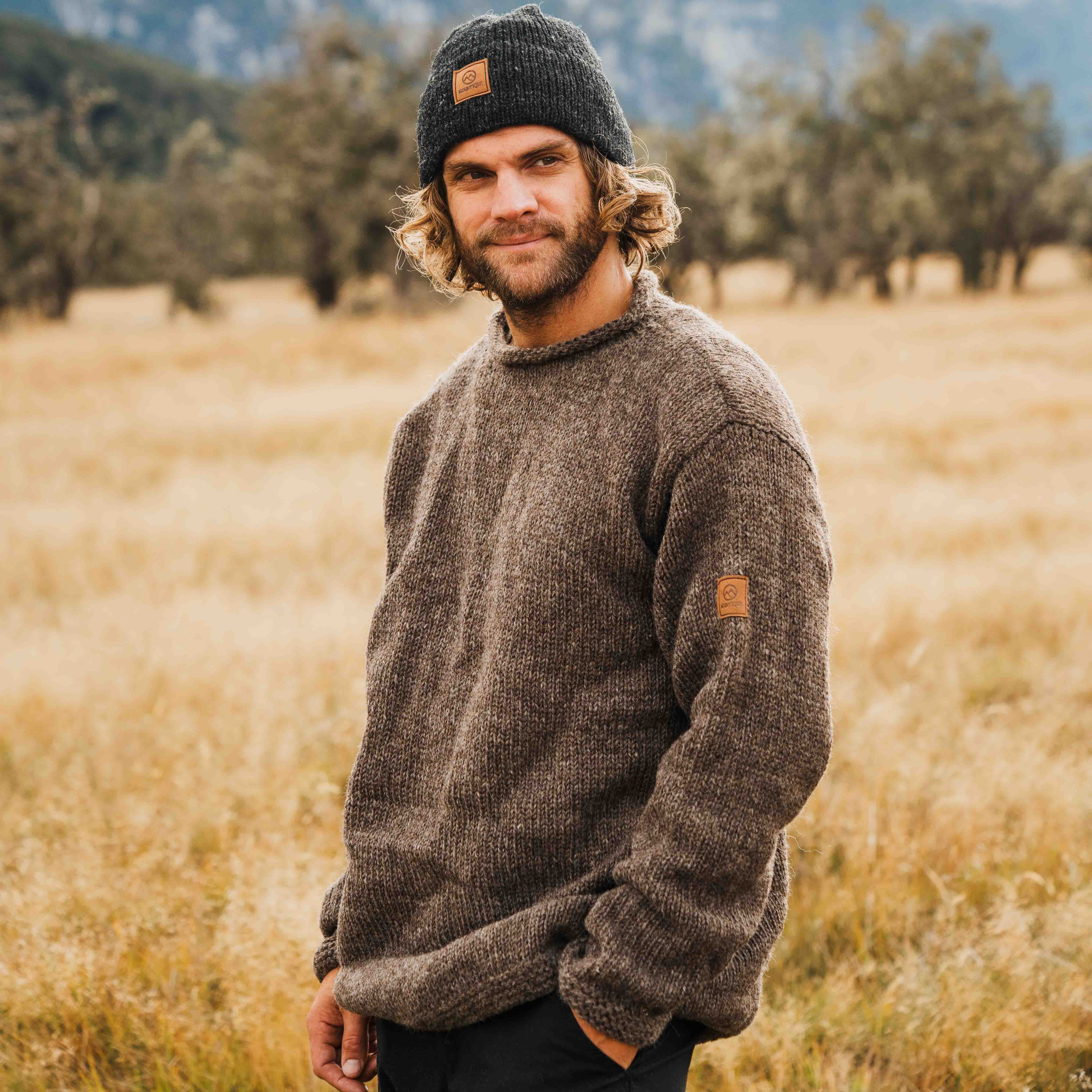 Mens Weekender NZ Wool Jersey - Dark Natural Brown