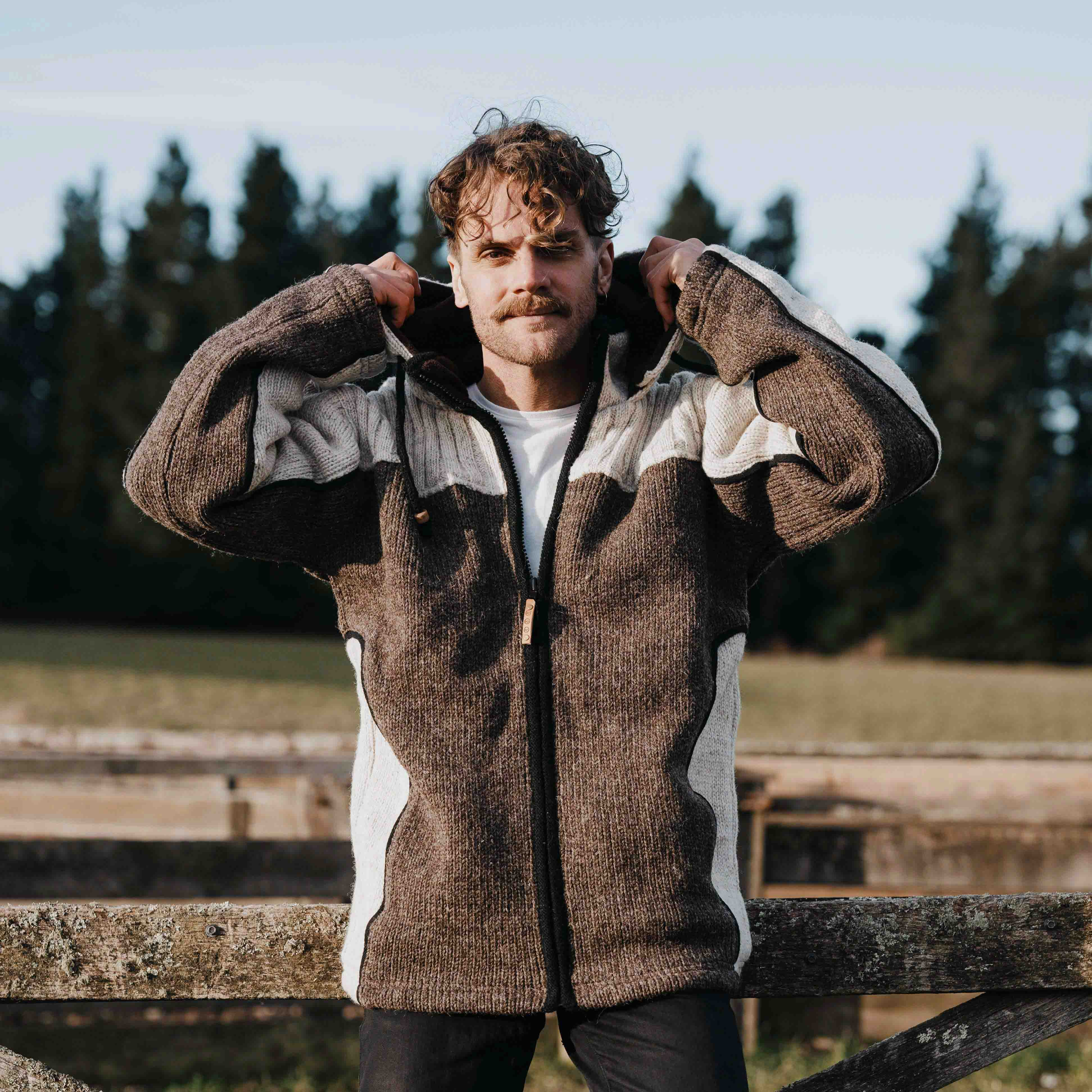 Mens Alpine NZ Wool Jacket - Brown