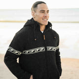 Mens Raglan Wave NZ Wool Jacket - Charcoal
