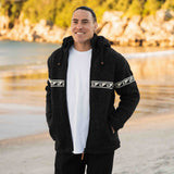 Mens Raglan Wave NZ Wool Jacket - Charcoal