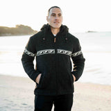 Mens Raglan Wave NZ Wool Jacket - Charcoal