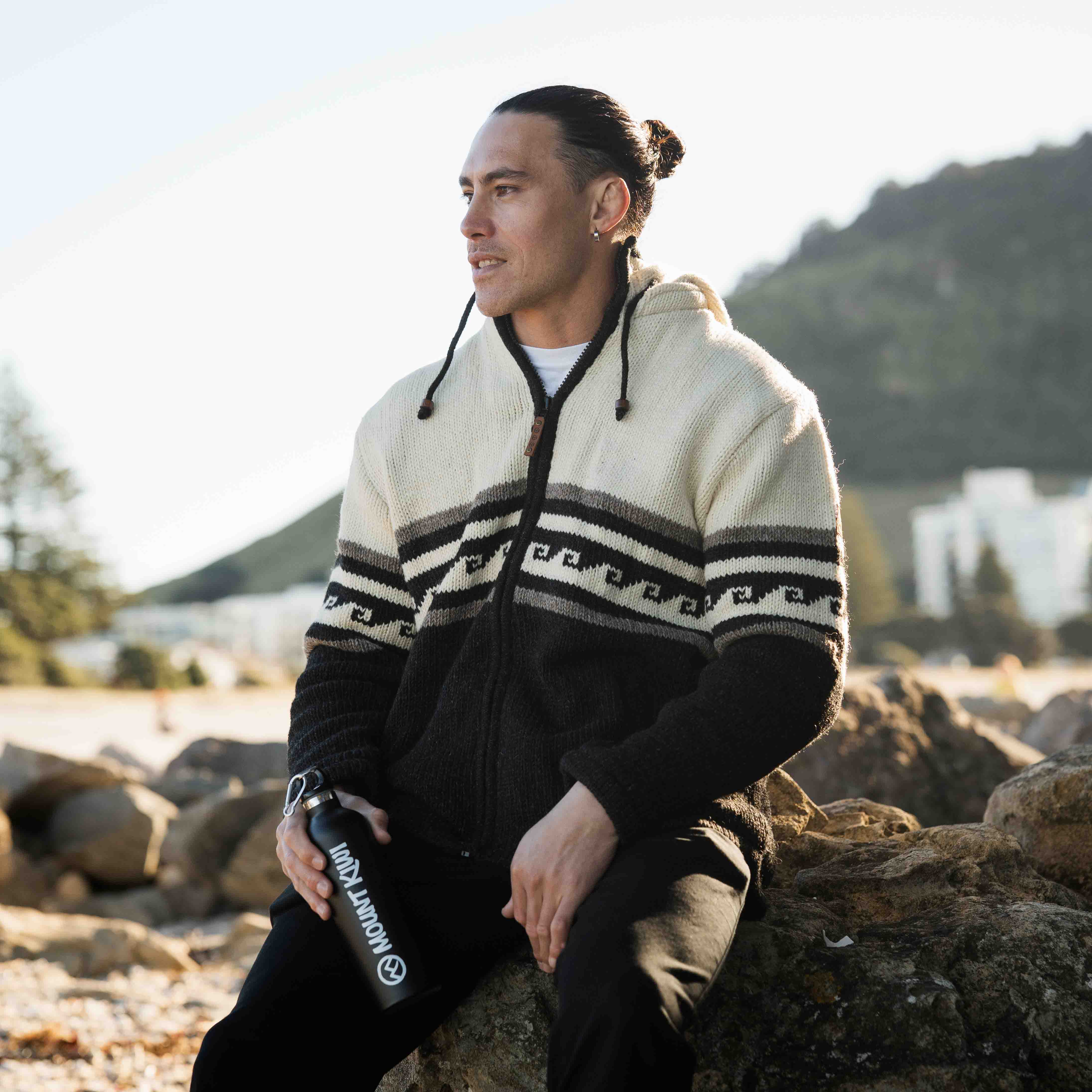 Mens Whale Bay NZ Wool Jacket - Cream Mix