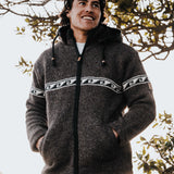 Men's Raglan Wave NZ Wool Jacket - Dark Natural Brown
