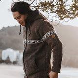 Men's Raglan Wave NZ Wool Jacket - Dark Natural Brown