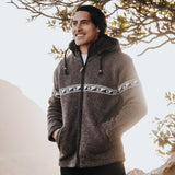 Men's Raglan Wave NZ Wool Jacket - Dark Natural Brown