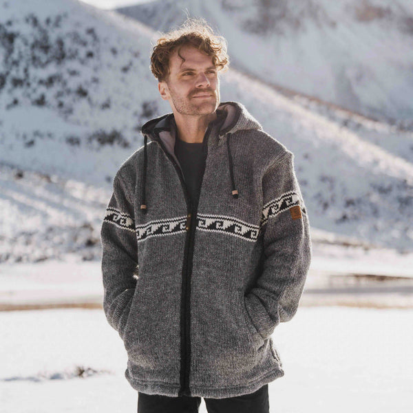 Mens Raglan Wave NZ Wool Jacket - Stone Grey – Mount Kiwi