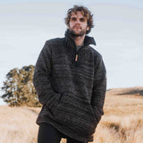 Mens Station Half Zip NZ Wool Jersey - Brown Mix