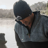 Mens Station Half Zip NZ Wool Jersey - Charcoal Grey