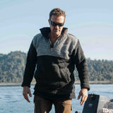 Mens Station Half Zip NZ Wool Jersey - Charcoal Grey