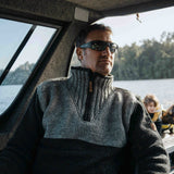 Mens Station Half Zip NZ Wool Jersey - Charcoal Grey