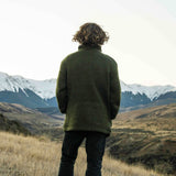 Mens Station Half Zip NZ Wool Jersey - Forest Green