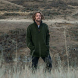 Mens Station Half Zip NZ Wool Jersey - Forest Green