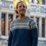 Mens Nordic Australian Lambswool Jersey - Navy