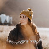 Merino Pom Pom Beanie - Mustard