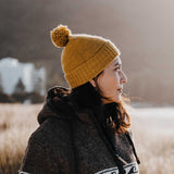 Merino Pom Pom Beanie - Mustard