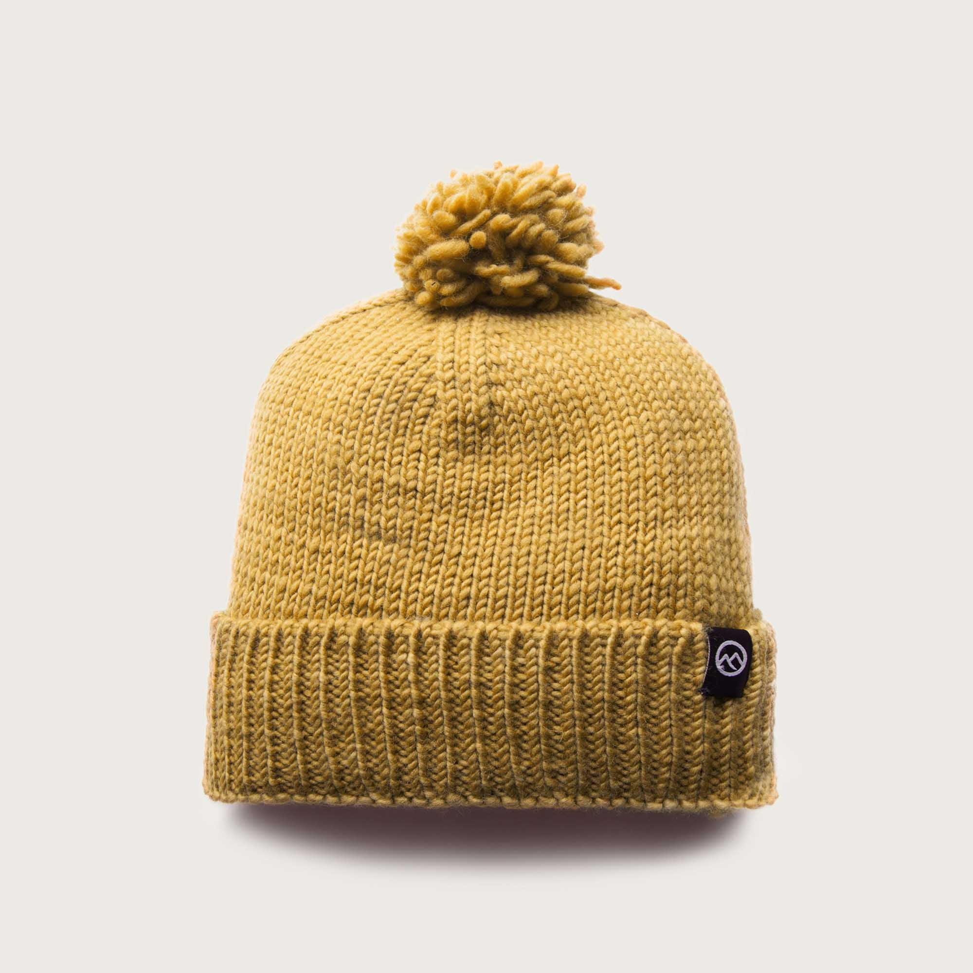 Merino Pom Pom Beanie - Mustard