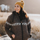 Women's Raglan Wave NZ Wool Jacket - Dark Natural Brown