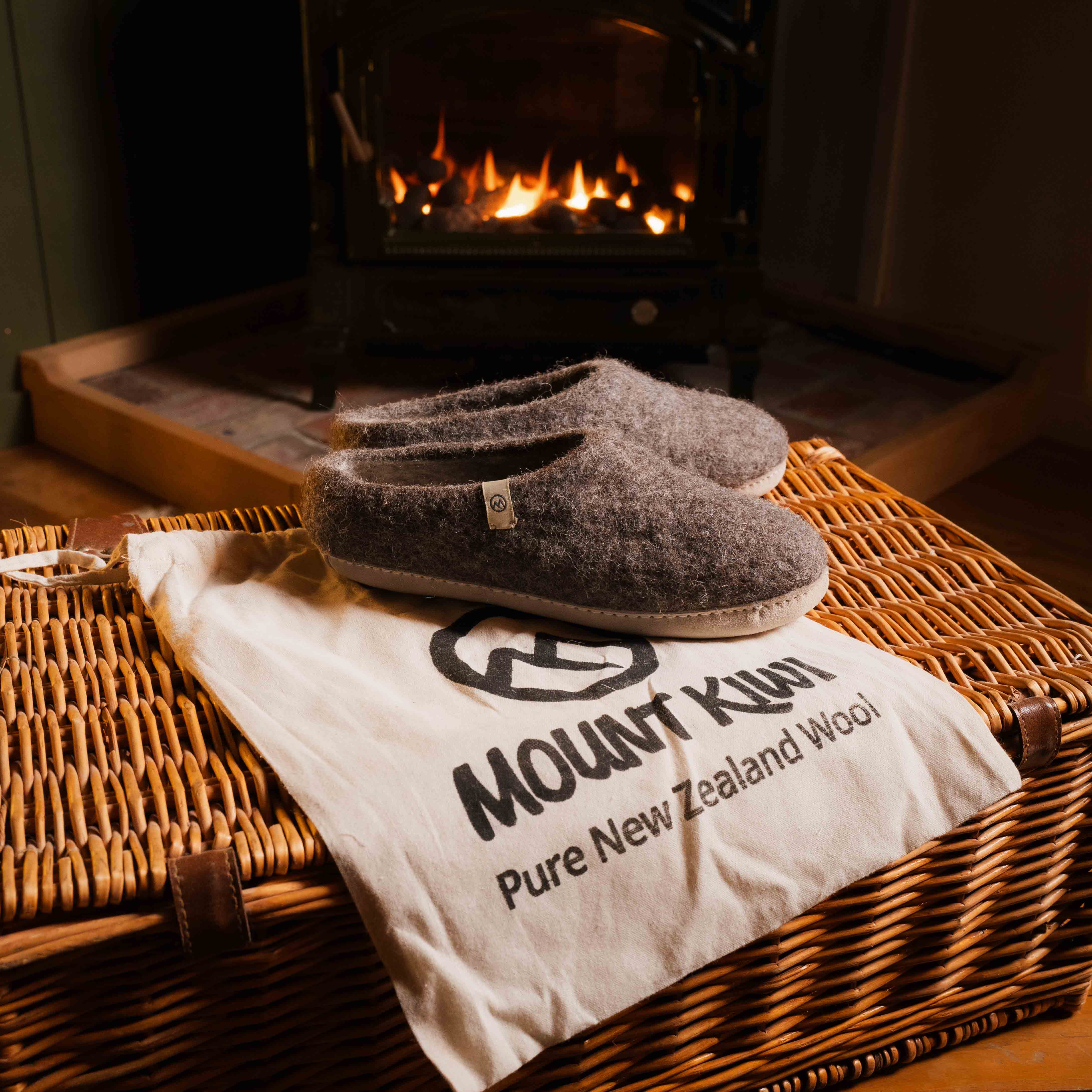 NZ Wool Slippers - Dark Natural Brown