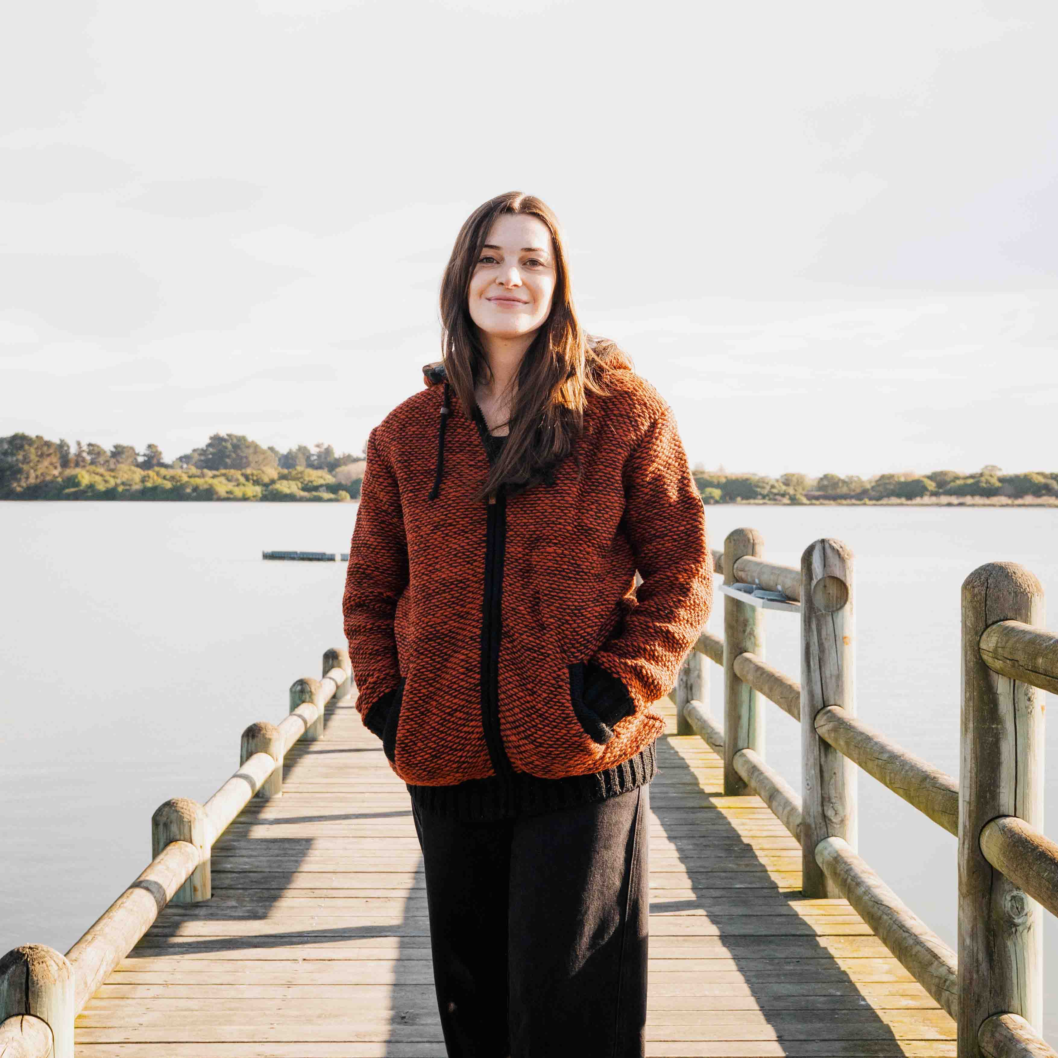 Womens Punakaiki NZ Wool Jacket - Burnt Orange