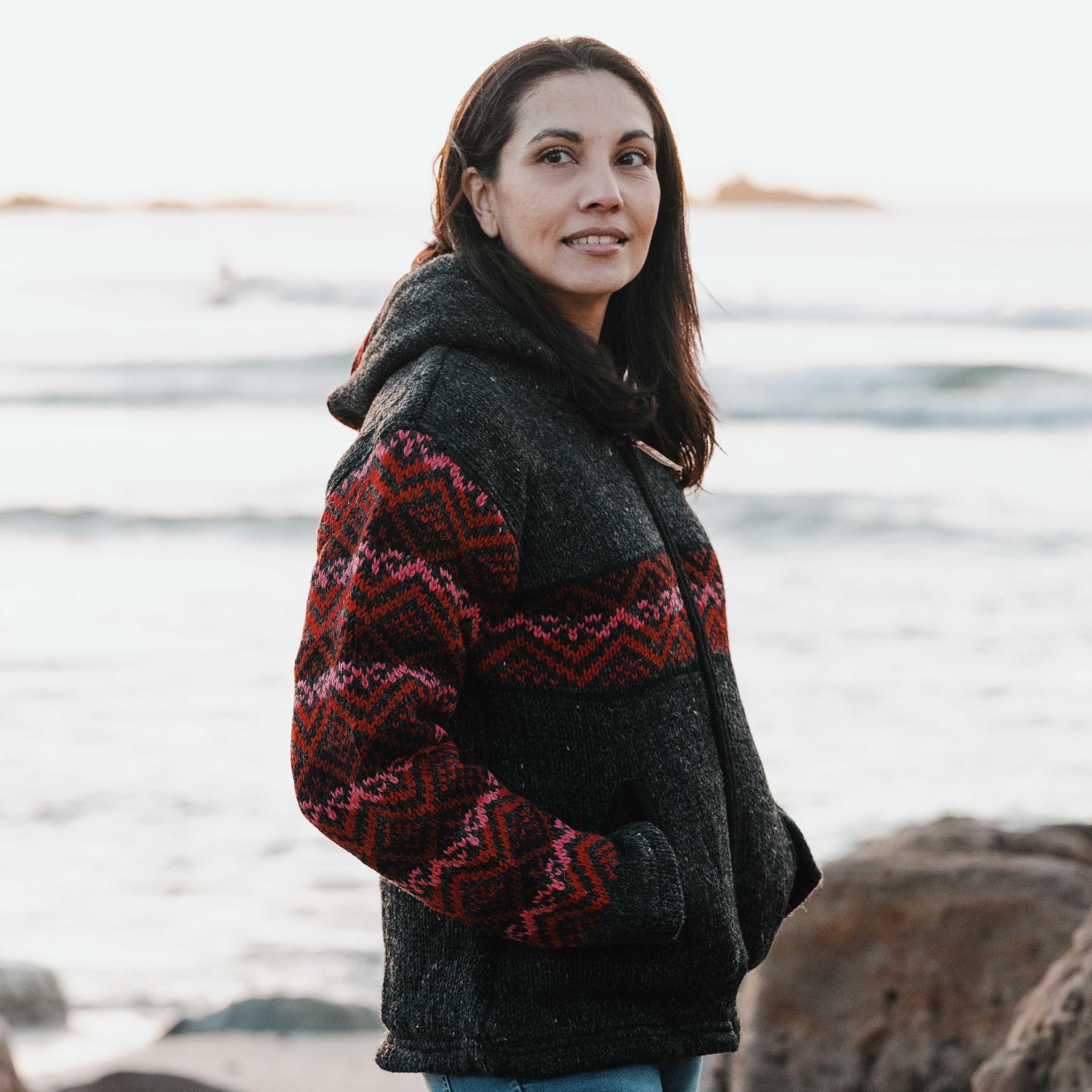 Women's Coronet Peak NZ Wool Jacket - Cherry