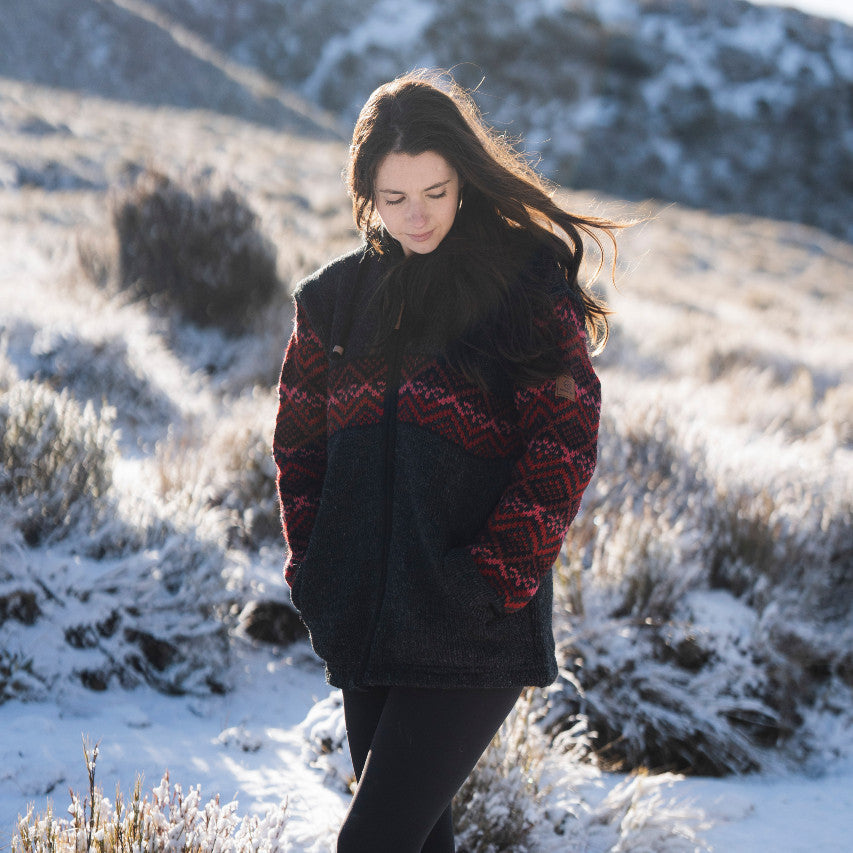 Women&#39;s Coronet Peak NZ Wool Jacket - Cherry