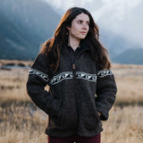 Women's Raglan Wave NZ Wool Jacket - Dark Natural Brown
