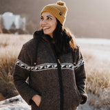 Women's Raglan Wave NZ Wool Jacket - Dark Natural Brown