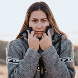 Women's Raglan Wave NZ Wool Jacket - Stone Grey
