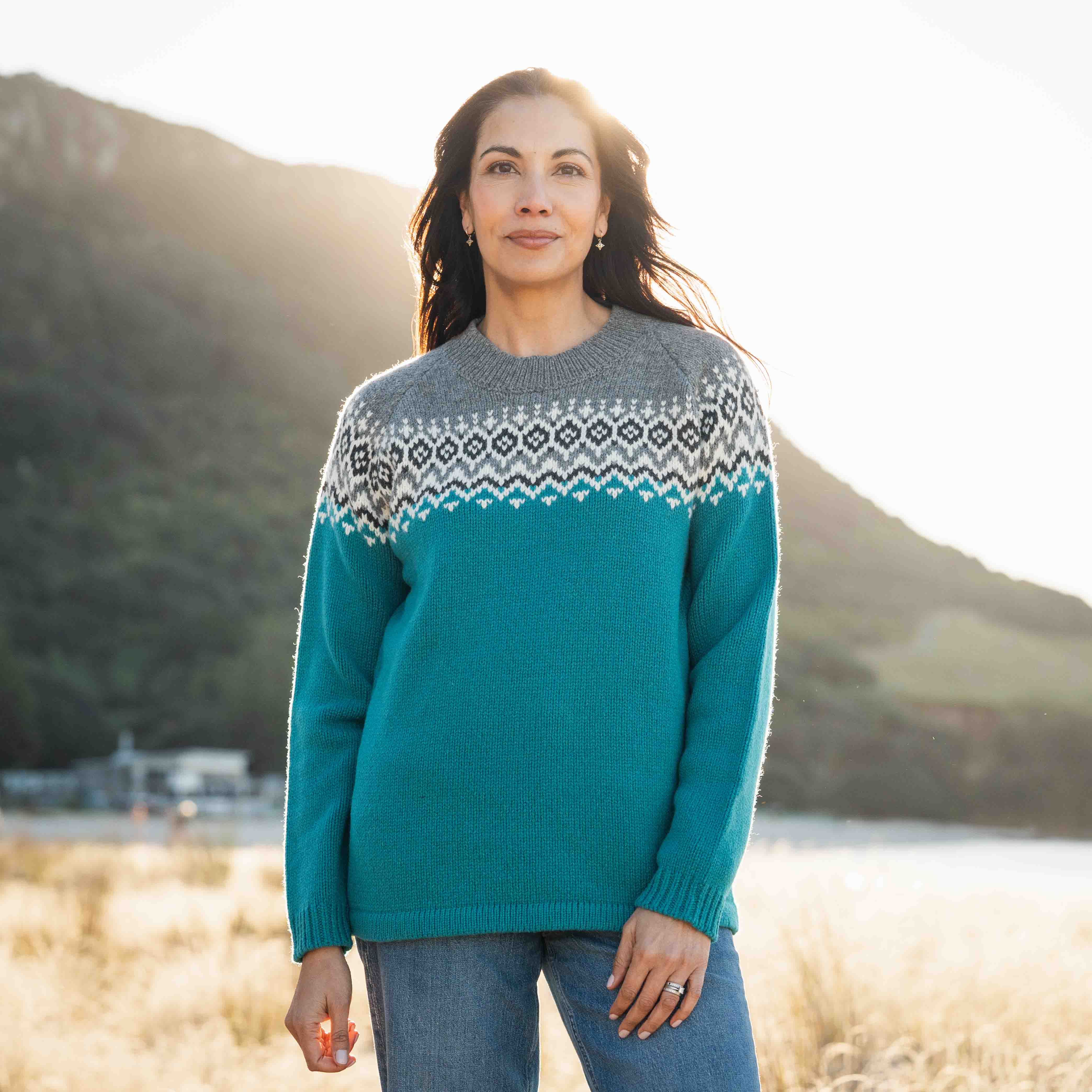 Womens Nordic Lambswool Jersey - Aqua
