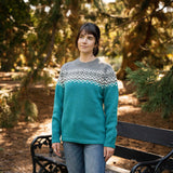 Womens Nordic Australian Lambswool Jersey - Aqua