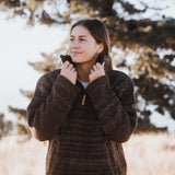 Womens Station Half Zip NZ Wool Jersey - Brown Mix