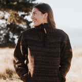 Womens Station Half Zip NZ Wool Jersey - Brown Mix
