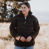 Womens Station Half Zip NZ Wool Jersey - Brown Mix
