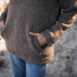 Womens Station Half Zip NZ Wool Jersey - Dark Natural Brown